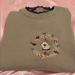 Embroidered Birdhouse Sweatshirt